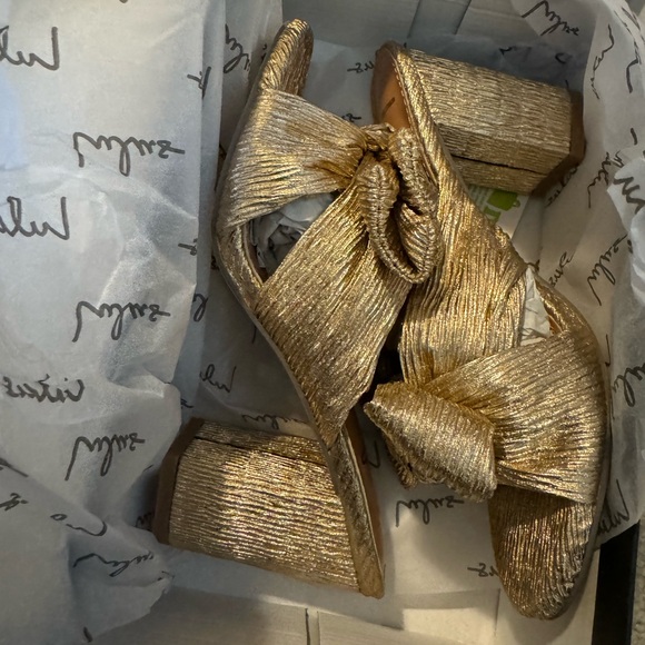 NWT Lulus Dorothea Gold Knotted High Heel Sandals - Picture 7 of 9